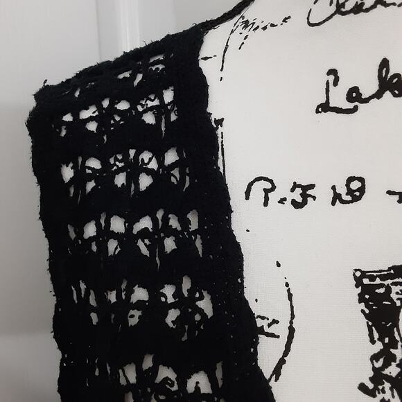 Vintage 80s Crochet Cardigan Black Bohemian Duster Knit Vest Lagenlook Festival - Picture 6 of 12